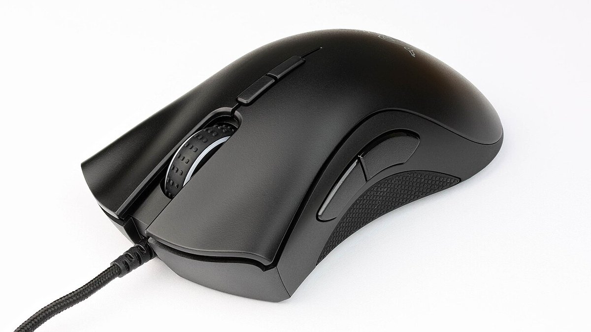A Razer DeathAdder wired gaming mouse
